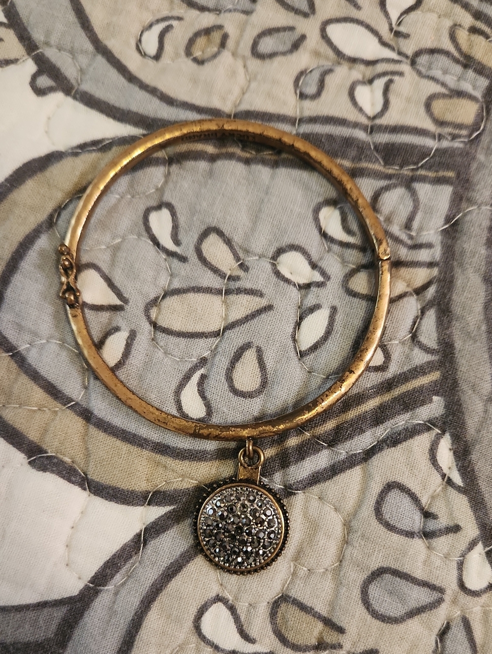 Lucky Brand Gold-Tone Disc Charm Bangle with Pavé Accent